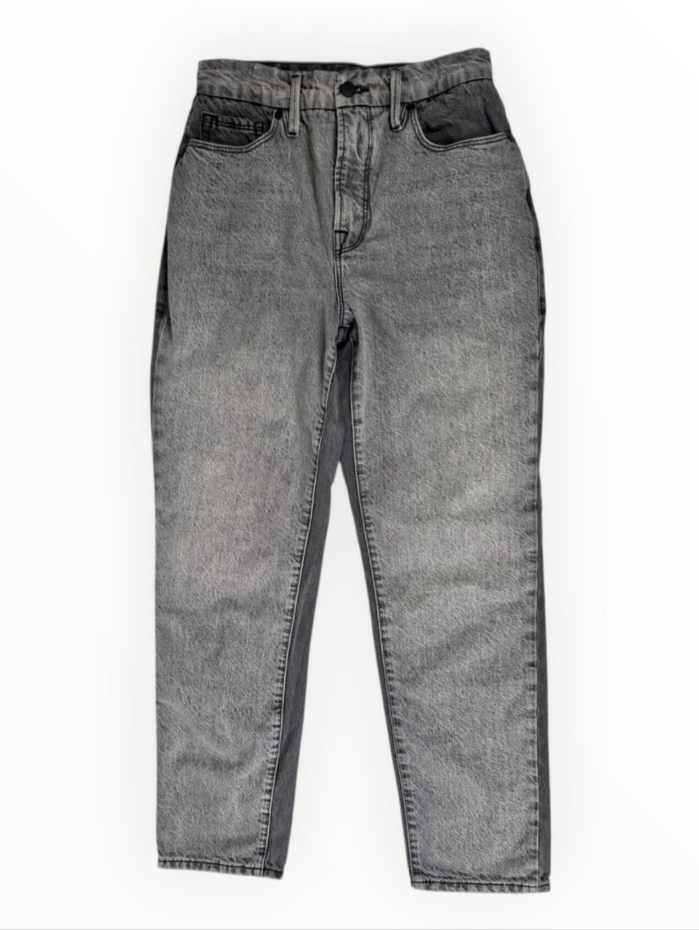 Good American Good Vintage Two Tone Jeans Gray High Rise Straight Size 0 25
